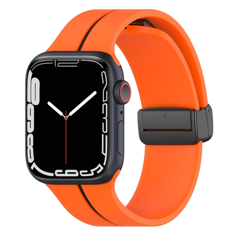 Two Color Folding Buckle Silicone Watch Band For Apple Watch Ultra 49mm(Orange+Black) - Watch Bands by PMC Jewellery | Online Shopping South Africa | PMC Jewellery