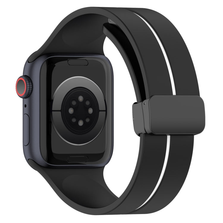 Two Color Folding Buckle Silicone Watch Band For Apple Watch 8 41mm(Black+White) -  by PMC TechLife | Online Shopping South Africa | PMC TechLife