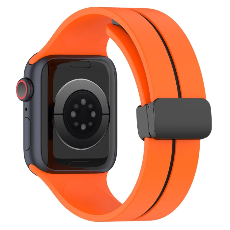 Two Color Folding Buckle Silicone Watch Band For Apple Watch 7 41mm(Orange+Black) - Watch Bands by PMC Jewellery | Online Shopping South Africa | PMC Jewellery