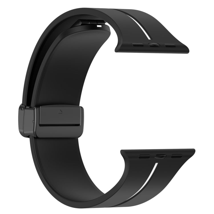 Two Color Folding Buckle Silicone Watch Band For Apple Watch SE 2022 40mm(Black+White) -  by PMC Jewellery | Online Shopping South Africa | PMC Jewellery