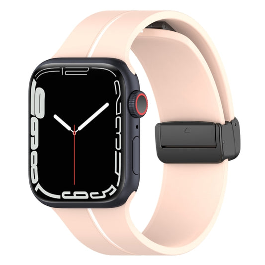 Two Color Folding Buckle Silicone Watch Band For Apple Watch SE 44mm(Pink+White) -  by PMC Jewellery | Online Shopping South Africa | PMC Jewellery