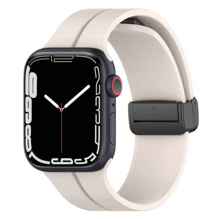 Two Color Folding Buckle Silicone Watch Band For Apple Watch SE 44mm(Starlight+Grey) -  by PMC TechLife | Online Shopping South Africa | PMC TechLife