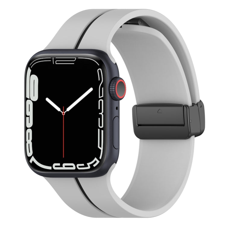 Two Color Folding Buckle Silicone Watch Band For Apple Watch 5 40mm(Light Grey+Black) -  by PMC TechLife | Online Shopping South Africa | PMC TechLife