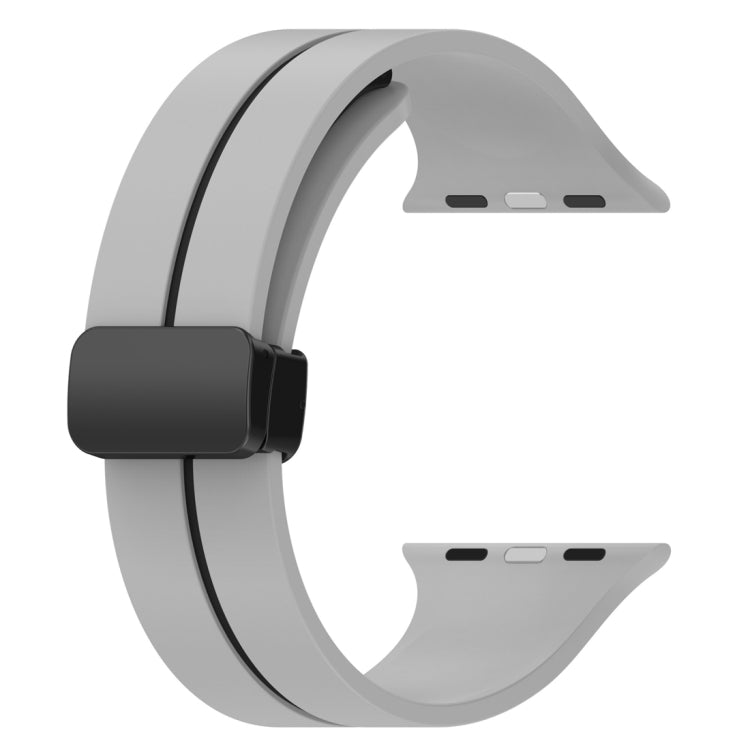Two Color Folding Buckle Silicone Watch Band For Apple Watch 5 40mm(Light Grey+Black) -  by PMC TechLife | Online Shopping South Africa | PMC TechLife