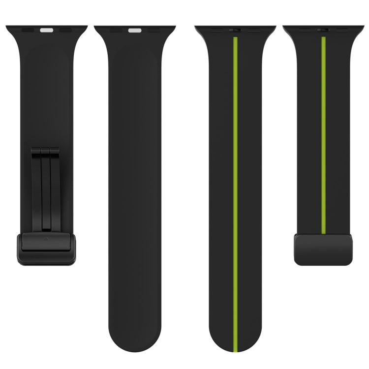 Two Color Folding Buckle Silicone Watch Band For Apple Watch 5 44mm(Black+Lime) -  by PMC TechLife | Online Shopping South Africa | PMC TechLife