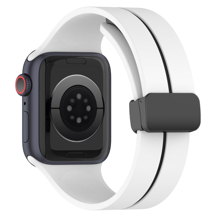 Two Color Folding Buckle Silicone Watch Band For Apple Watch 4 40mm(White+Black) -  by PMC TechLife | Online Shopping South Africa | PMC TechLife