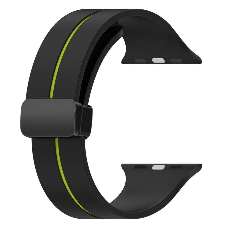 Two Color Folding Buckle Silicone Watch Band For Apple Watch 4 40mm(Black+Lime) -  by PMC TechLife | Online Shopping South Africa | PMC TechLife