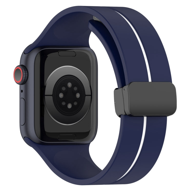 Two Color Folding Buckle Silicone Watch Band For Apple Watch 4 40mm(Midnight Blue+White) -  by PMC Jewellery | Online Shopping South Africa | PMC Jewellery