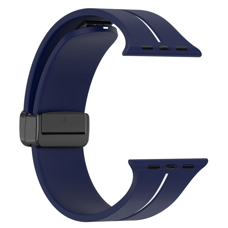 Two Color Folding Buckle Silicone Watch Band For Apple Watch 4 40mm(Midnight Blue+White) -  by PMC Jewellery | Online Shopping South Africa | PMC Jewellery