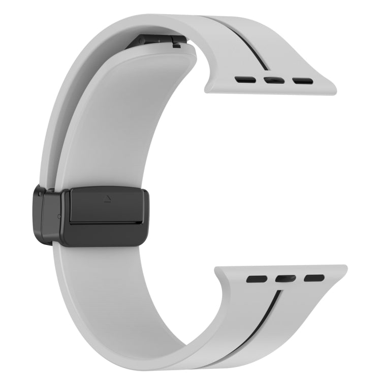 Two Color Folding Buckle Silicone Watch Band For Apple Watch 4 44mm(Light Grey+Black) -  by PMC TechLife | Online Shopping South Africa | PMC TechLife