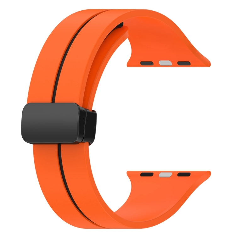 Two Color Folding Buckle Silicone Watch Band For Apple Watch 3 38mm(Orange+Black) -  by PMC Jewellery | Online Shopping South Africa | PMC Jewellery