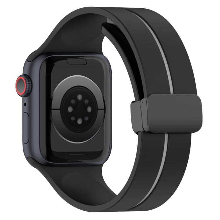 Two Color Folding Buckle Silicone Watch Band For Apple Watch 3 38mm(Black+Grey) -  by PMC TechLife | Online Shopping South Africa | PMC TechLife