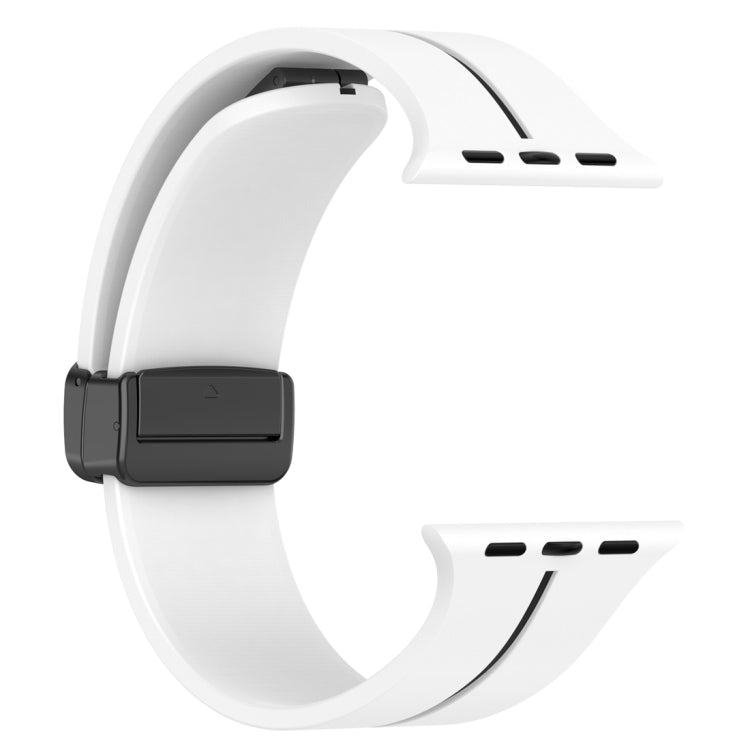Two Color Folding Buckle Silicone Watch Band For Apple Watch 2 42 mm(White+Black) -  by PMC TechLife | Online Shopping South Africa | PMC TechLife