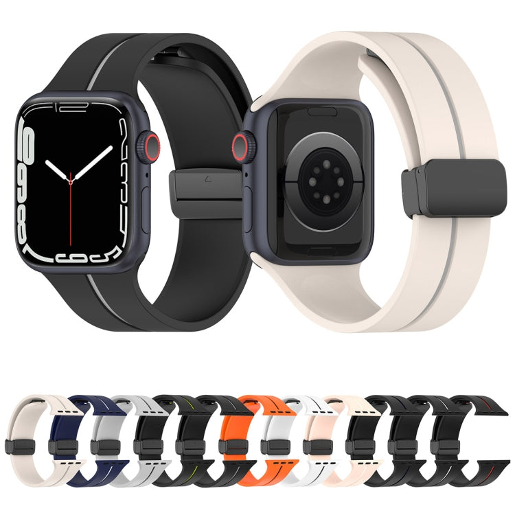 Two Color Folding Buckle Silicone Watch Band For Apple Watch SE 2022 44mm(Light Grey+Black) - Watch Bands by PMC Jewellery | Online Shopping South Africa | PMC Jewellery