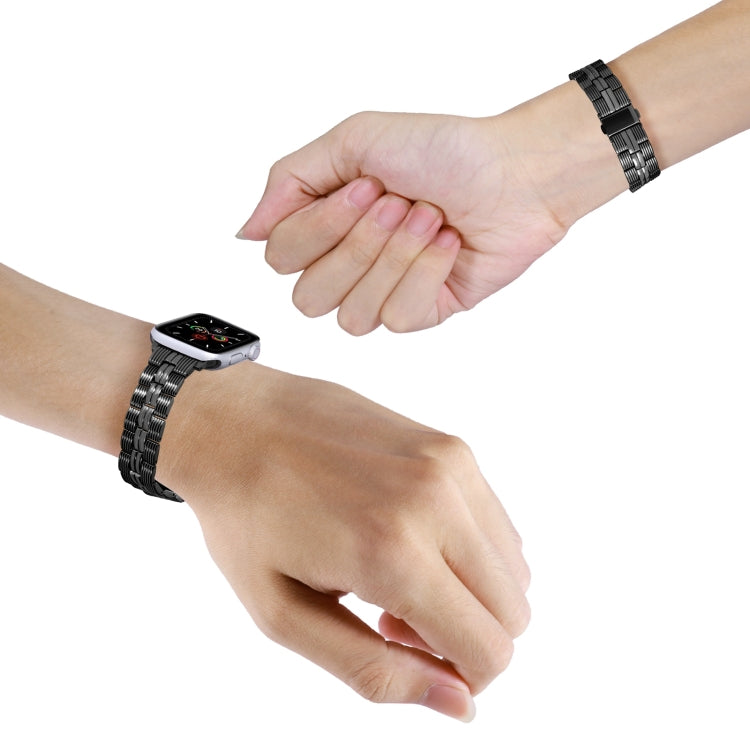 3-Beads Stripe Metal Watch Band For Apple Watch 8 41mm(Black) -  by PMC TechLife | Online Shopping South Africa | PMC TechLife
