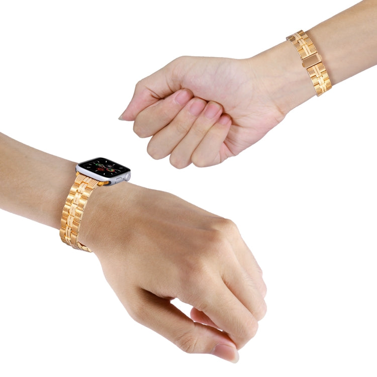 3-Beads Stripe Metal Watch Band For Apple Watch 4 44mm(Gold) -  by PMC TechLife | Online Shopping South Africa | PMC TechLife