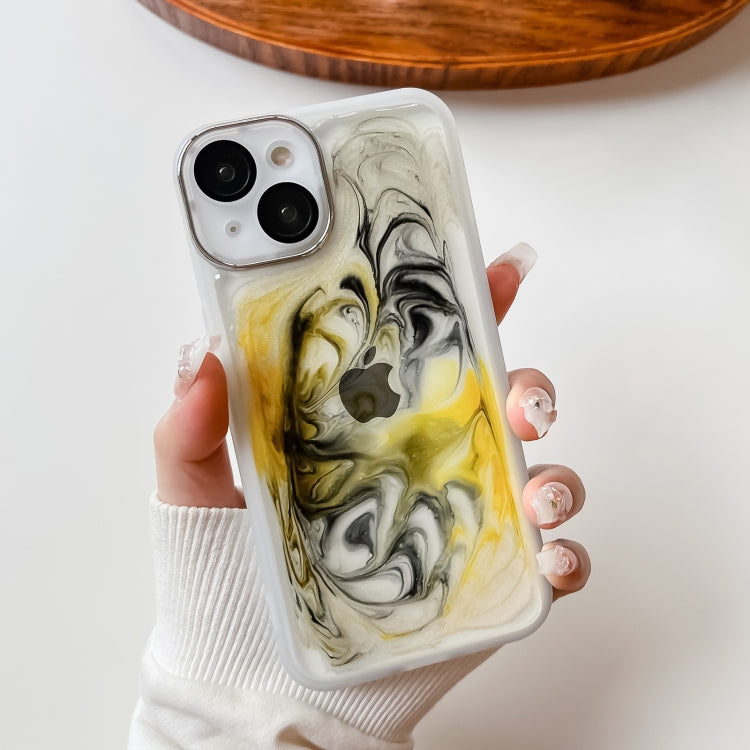 For iPhone 14 Oil Painting Electroplating TPU Phone Case(White) - iPhone 14 Cases by PMC Jewellery | Online Shopping South Africa | PMC Jewellery