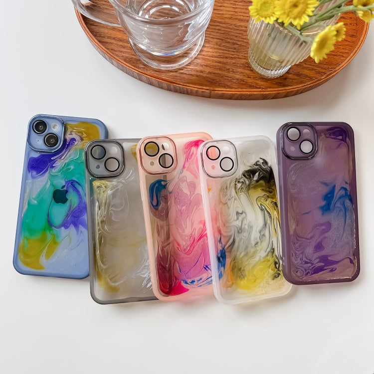 For iPhone 14 Plus Oil Painting Electroplating TPU Phone Case(Blue) - iPhone 14 Plus Cases by PMC Jewellery | Online Shopping South Africa | PMC Jewellery