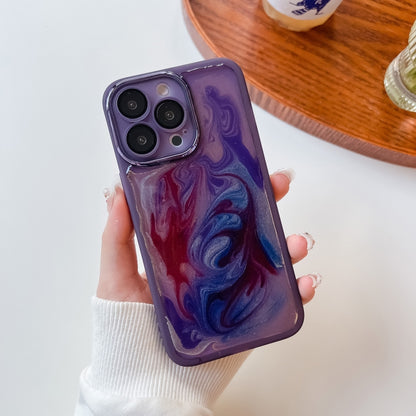 For iPhone 13 Pro Oil Painting Electroplating TPU Phone Case(Purple) - iPhone 13 Pro Cases by PMC Jewellery | Online Shopping South Africa | PMC Jewellery