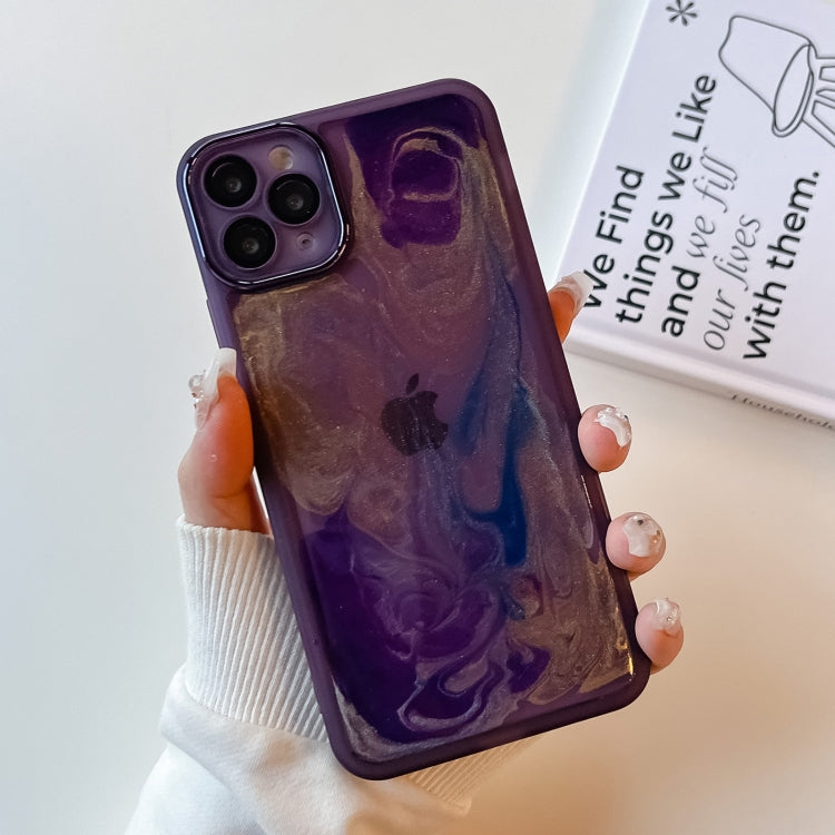 For iPhone 11 Pro Max Oil Painting Electroplating TPU Phone Case(Purple) - iPhone 11 Pro Max Cases by PMC Jewellery | Online Shopping South Africa | PMC Jewellery