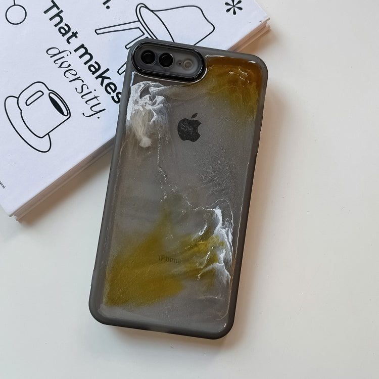 For iPhone 8 Plus / 7 Plus Oil Painting Electroplating TPU Phone Case(Grey) - More iPhone Cases by PMC TechLife | Online Shopping South Africa | PMC TechLife