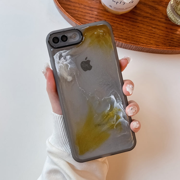 For iPhone 8 Plus / 7 Plus Oil Painting Electroplating TPU Phone Case(Grey) - More iPhone Cases by PMC TechLife | Online Shopping South Africa | PMC TechLife
