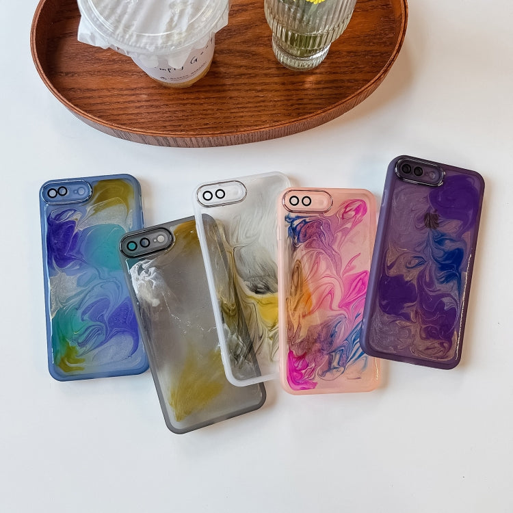 For iPhone 8 Plus / 7 Plus Oil Painting Electroplating TPU Phone Case(Grey) - More iPhone Cases by PMC TechLife | Online Shopping South Africa | PMC TechLife