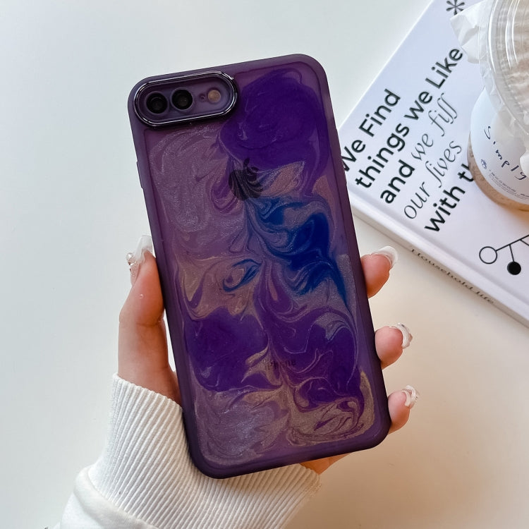 For iPhone 8 Plus / 7 Plus Oil Painting Electroplating TPU Phone Case(Purple) - More iPhone Cases by PMC Jewellery | Online Shopping South Africa | PMC Jewellery