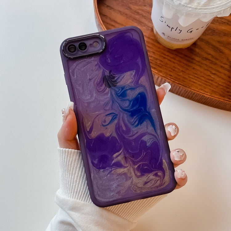 For iPhone 8 Plus / 7 Plus Oil Painting Electroplating TPU Phone Case(Purple) - More iPhone Cases by PMC Jewellery | Online Shopping South Africa | PMC Jewellery