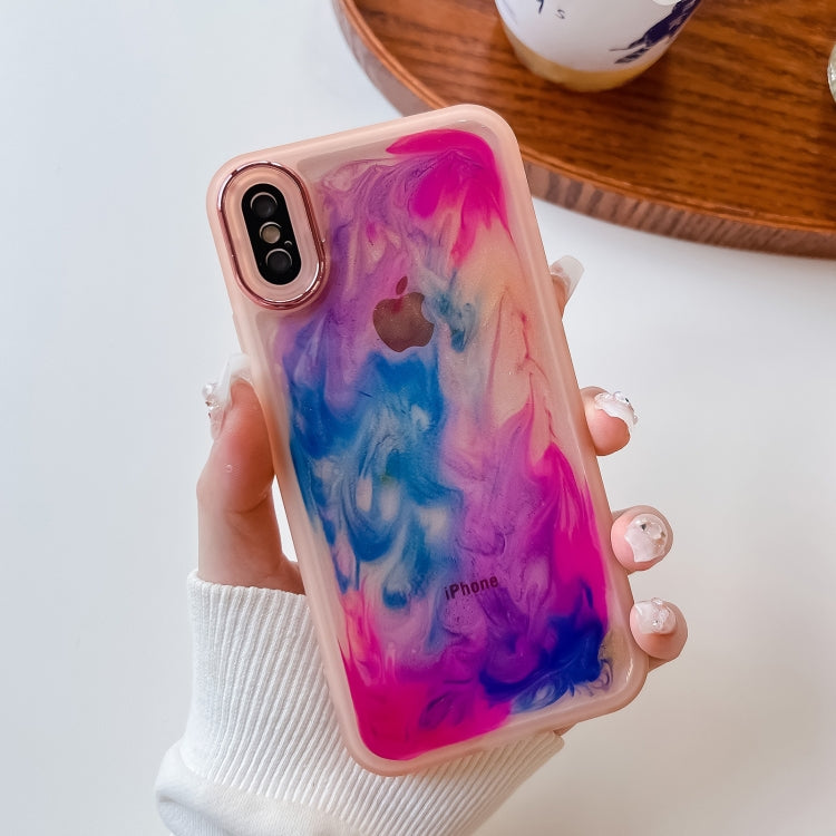 For iPhone XS Max Oil Painting Electroplating TPU Phone Case(Pink) - More iPhone Cases by PMC Jewellery | Online Shopping South Africa | PMC Jewellery