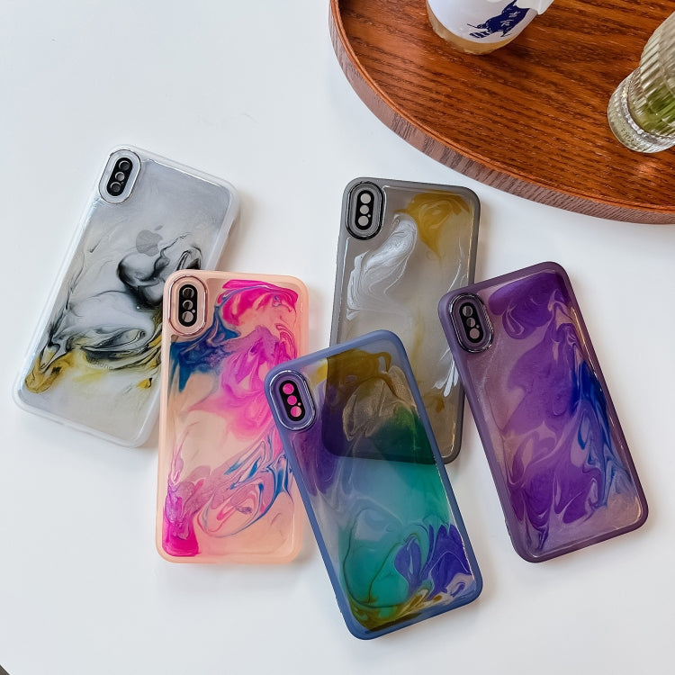 For iPhone XS Max Oil Painting Electroplating TPU Phone Case(Blue) - More iPhone Cases by PMC Jewellery | Online Shopping South Africa | PMC Jewellery