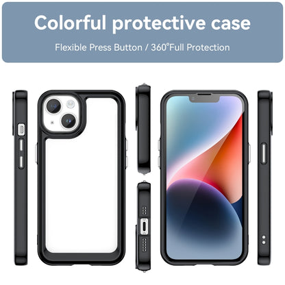 For iPhone 15 Colorful Series Acrylic + TPU Phone Case(Black) - iPhone 15 Cases by PMC Jewellery | Online Shopping South Africa | PMC Jewellery