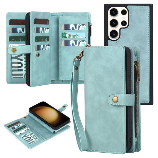 For Samsung Galaxy S23 Ultra 5G Zipper Wallet Detachable MagSafe Leather Phone Case(Blue) - Galaxy S23 Ultra 5G Cases by PMC Jewellery | Online Shopping South Africa | PMC Jewellery