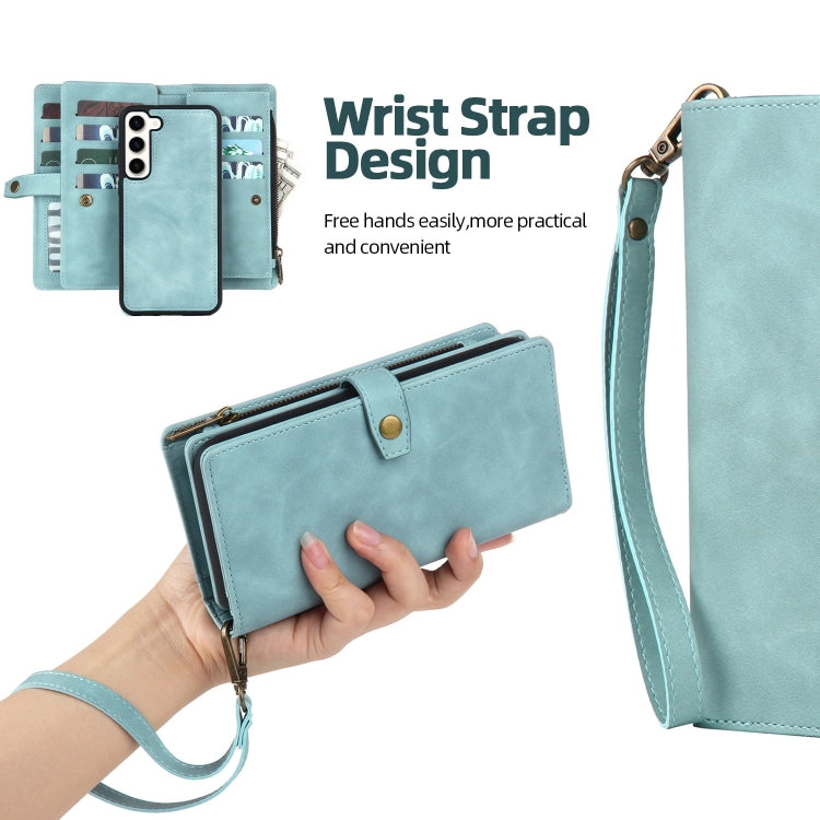For Samsung Galaxy A50 Zipper Wallet Detachable MagSafe Leather Phone Case(Blue) - Galaxy Phone Cases by PMC TechLife | Online Shopping South Africa | PMC TechLife