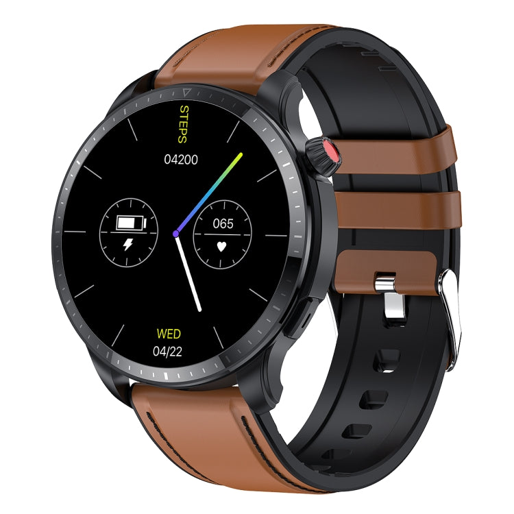 T52 1.39 inch IP67 Waterproof Leather Band Smart Watch Supports Bluetooth Call / Blood Oxygen / Body Temperature Monitoring(Brown) -  by PMC Jewellery | Online Shopping South Africa | PMC Jewellery