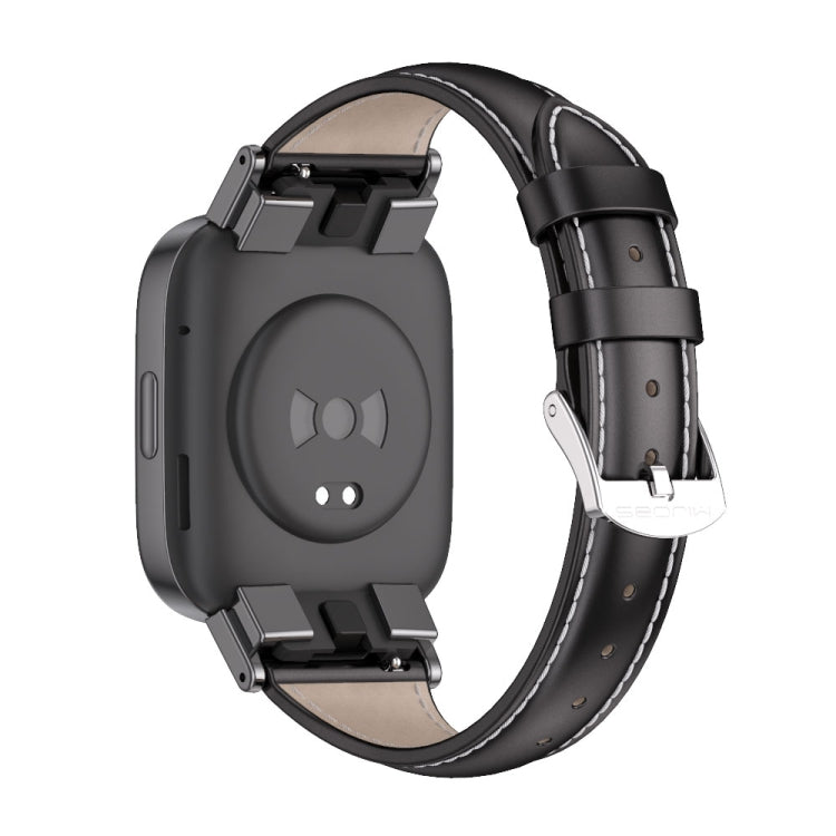 For Redmi Watch 3 Mijobs Genuine Leather Slim Watch Band(Black) -  by MIJOBS | Online Shopping South Africa | PMC TechLife