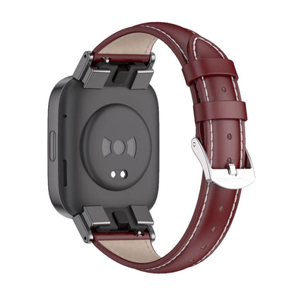 For Redmi Watch 3 Mijobs Genuine Leather Slim Watch Band(Wine Red Black) -  by MIJOBS | Online Shopping South Africa | PMC Jewellery