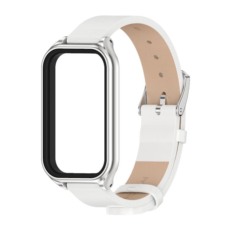 For Redmi Band 2 Mijobs Metal Shell Microfiber PU Leather Watch Band(White Silver) -  by MIJOBS | Online Shopping South Africa | PMC Jewellery