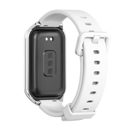For Redmi Band 2 Mijobs Metal Shell Silicone Watch Band(White Silver) -  by MIJOBS | Online Shopping South Africa | PMC Jewellery