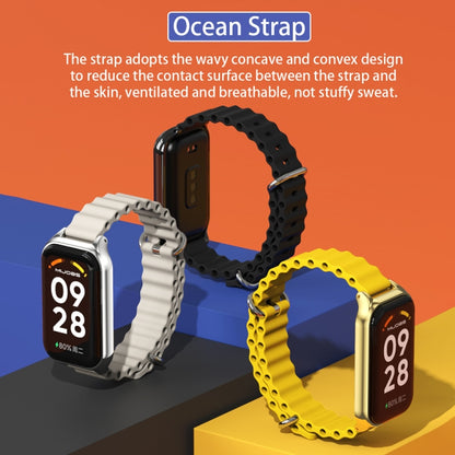 For Redmi Band 2 Mijobs Metal Shell Ocean Silicone Watch Band(khaki Green Silver) -  by MIJOBS | Online Shopping South Africa | PMC Jewellery