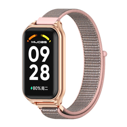For Redmi Band 2 Mijobs Metal Shell Breathable Nylon Loop Watch Band(Pink Rose Gold) -  by MIJOBS | Online Shopping South Africa | PMC Jewellery