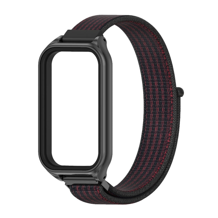For Redmi Band 2 Mijobs Metal Shell Breathable Nylon Loop Watch Band(Black Red) -  by MIJOBS | Online Shopping South Africa | PMC Jewellery