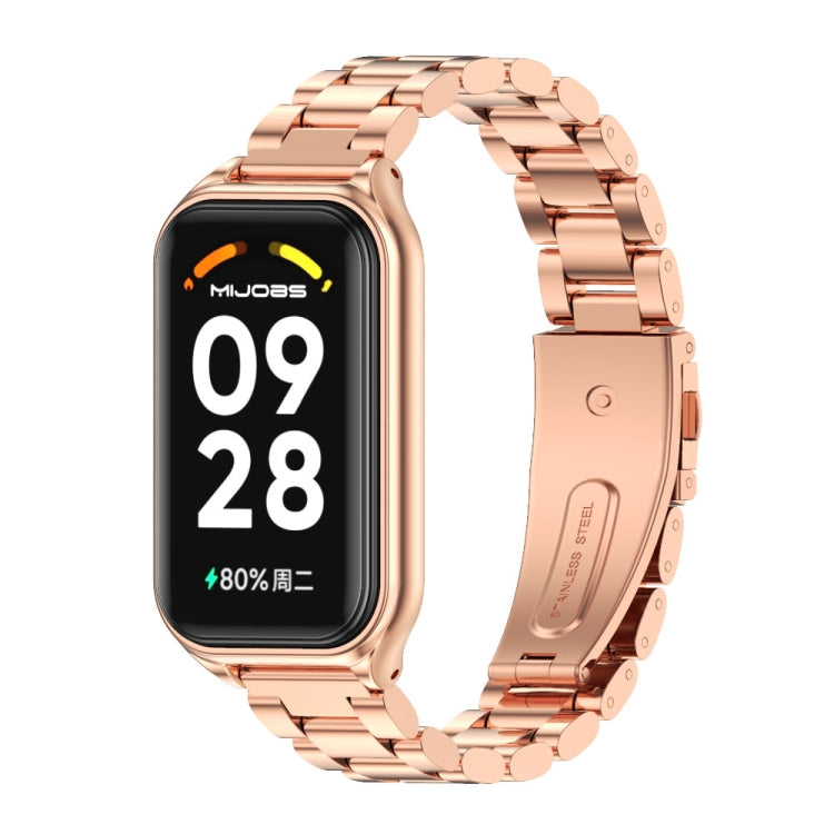 For Redmi Band 2 Mijobs Metal Shell + Three-Bead Stainless Steel Watch Band(Rose Gold) -  by MIJOBS | Online Shopping South Africa | PMC Jewellery