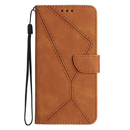 For iPhone 14 Pro Stitching Embossed Leather Phone Case(Brown) - iPhone 14 Pro Cases by PMC Jewellery | Online Shopping South Africa | PMC Jewellery