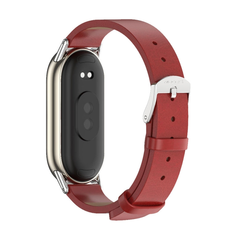 For Xiaomi Smart Band 10 / 9 / 8 Mijobs Microfiber PU Leather Watch Band(Red Silver) - free shipping - PMC TechLife - Order now!