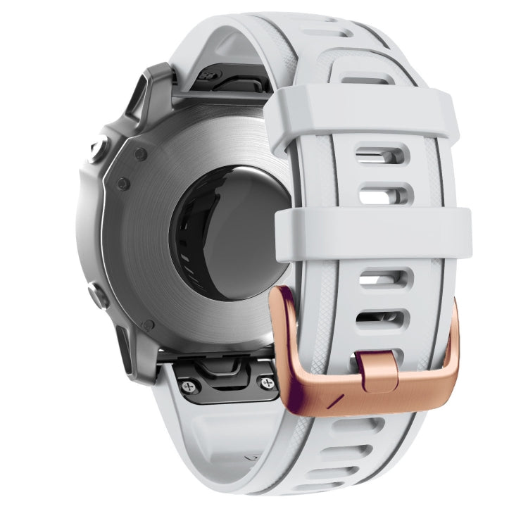 For Garmin Fenix 7S / 6S Pro / 5S Plus 20mm Rose Gold Buckle Silicone Watch Band(White) - Watch Bands by PMC Jewellery | Online Shopping South Africa | PMC Jewellery