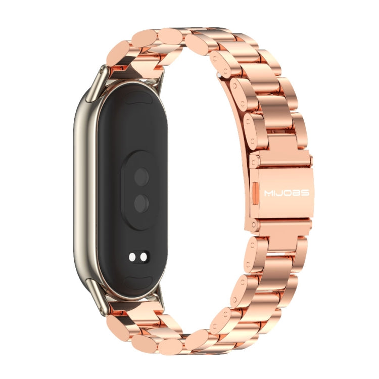 For Xiaomi Mi Band 8 Mijobs Three Bead Stainless Steel Watch Band(Rose Gold+Light Gold) -  by MIJOBS | Online Shopping South Africa | PMC Jewellery