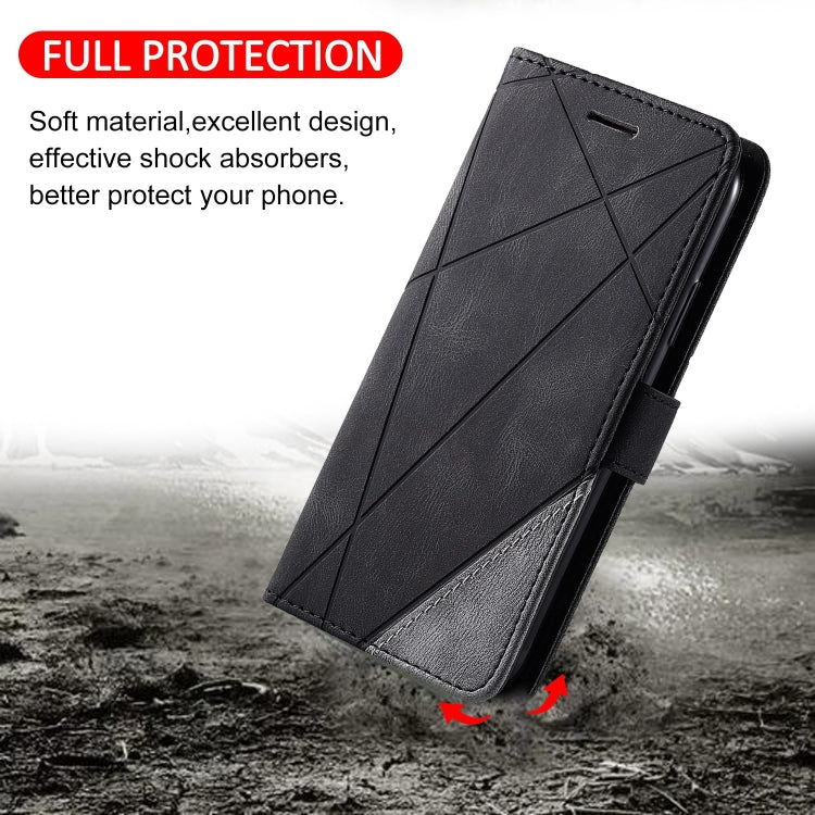 For Redmi Note 12 5G Skin Feel Splicing Horizontal Flip Leather Phone Case(Black) - free shipping - PMC TechLife - Order now!