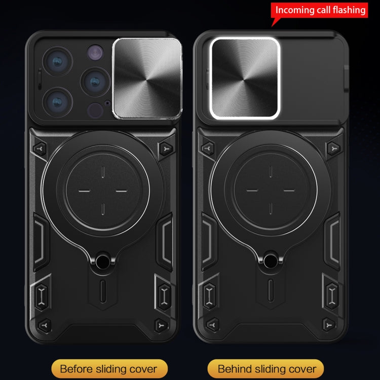 For iPhone 14 Pro CD Texture Sliding Camshield Magnetic Holder Phone Case(Blue) - free shipping - PMC TechLife - Order now!
