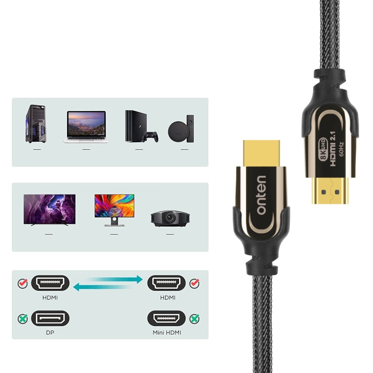 Onten HD180 HDMI 2.1 Version 8K HD Audio Cable, Length:2m(Black) - free shipping - PMC TechLife - Order now!